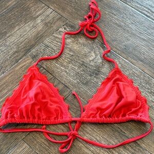 Luli Fama Red Triangle Bikini Top